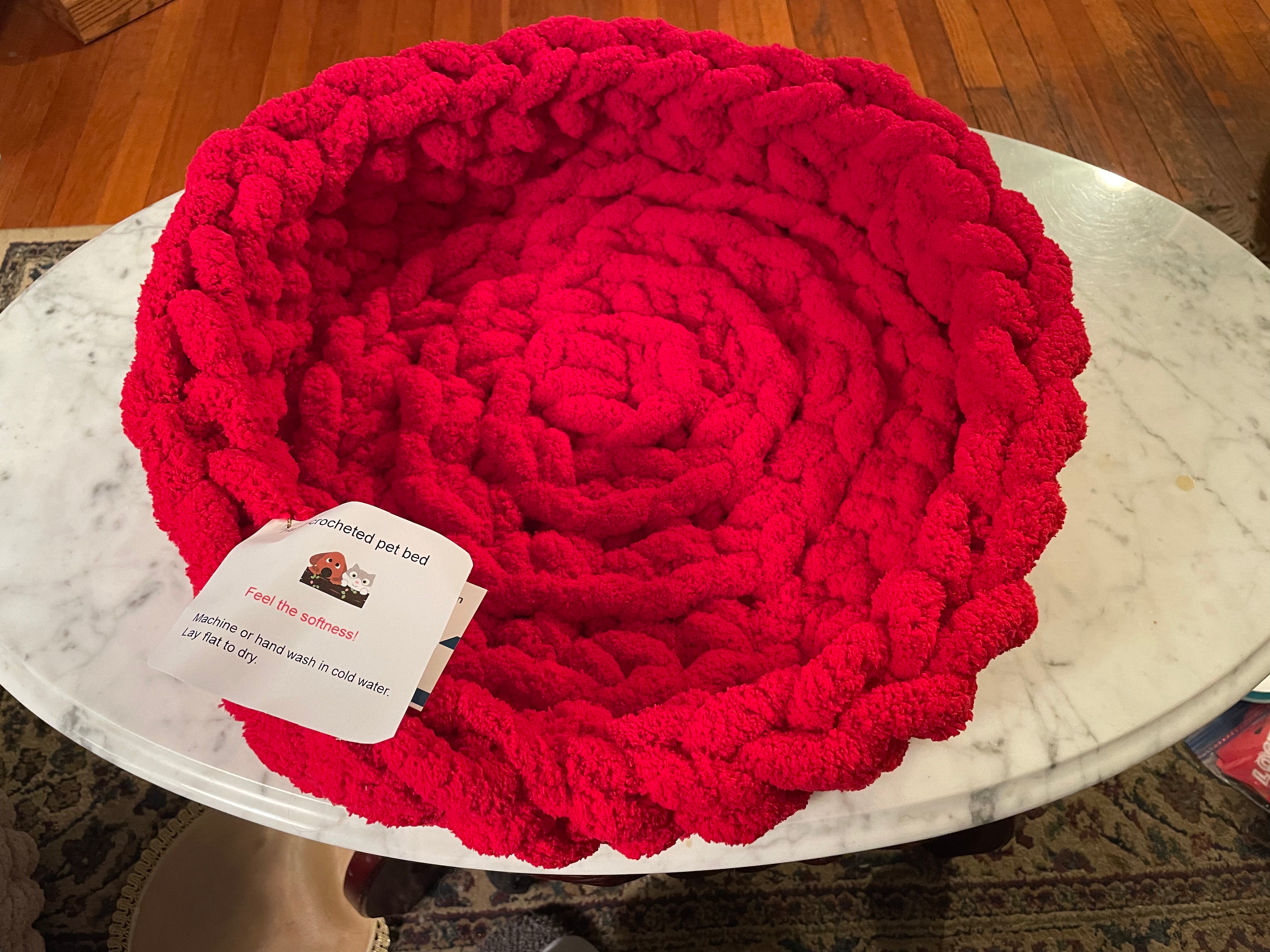 Medium Round Hand Crochet Pet Bed